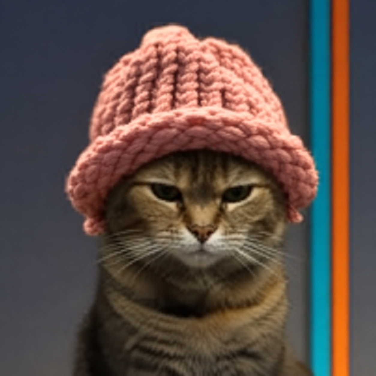 WIFBCAT cat wearing a pink beanie
